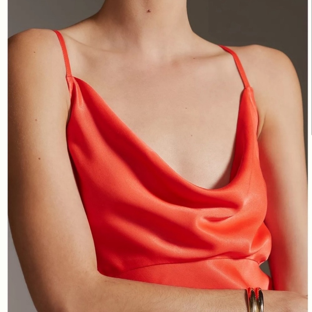 EXPRESS (PRICE DROP ⬇️).  Nwt Satin Coral Slip Midi Dress From original $99 - Picture 2 of 8